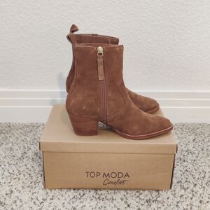 NWT Suede Abercrombie & Fitch Women's Margaux Western Ankle Boots, Brown, Size 6